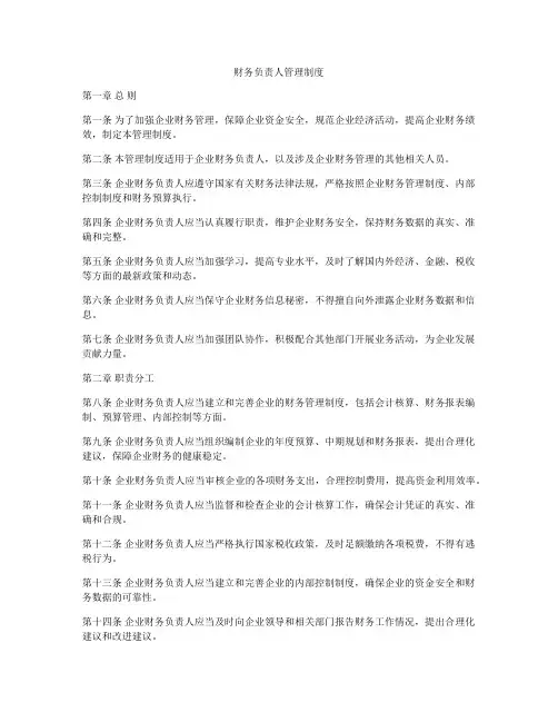 财务负责人管理制度
