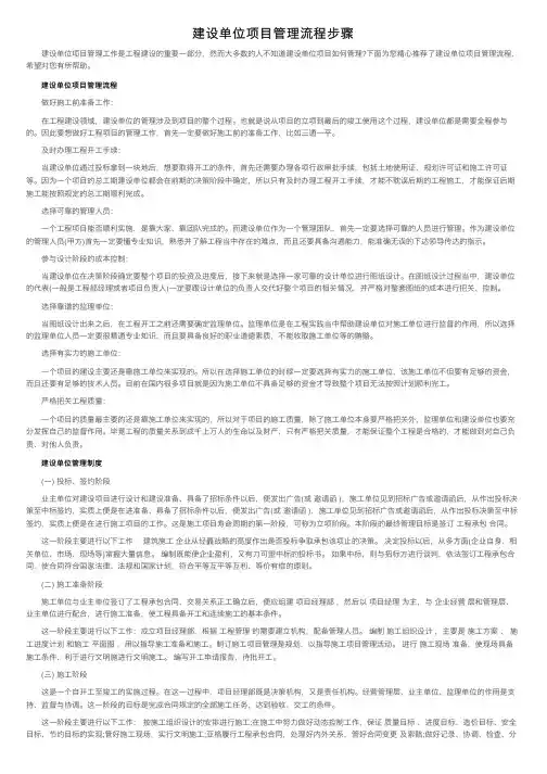 建设单位项目管理流程步骤