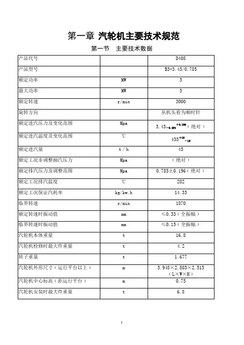 3000KW背压机汽轮机操作规程