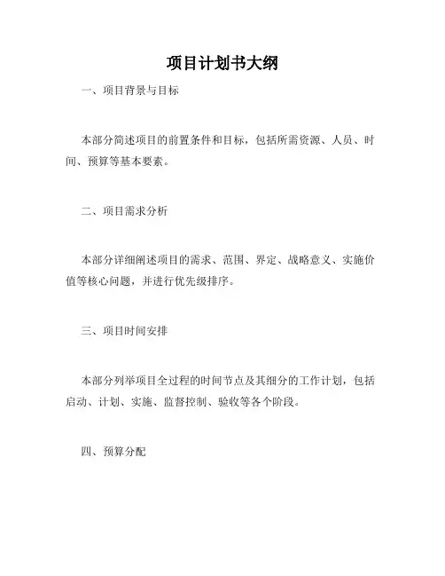 项目计划书大纲