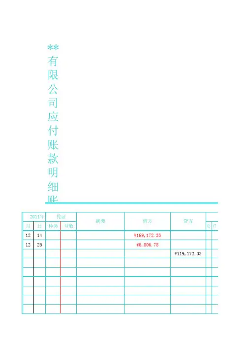 应收应付明细账账 设计