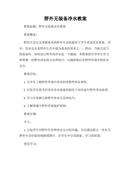 野外无装备净水教案