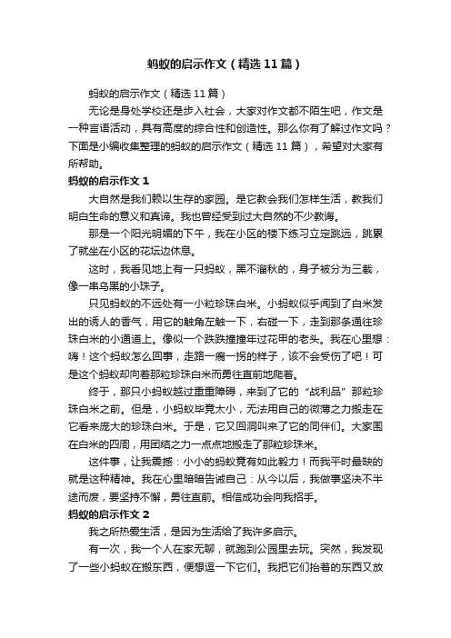 蚂蚁的启示作文（精选11篇）