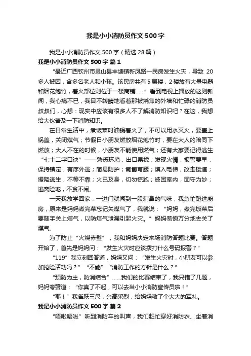 我是小小消防员作文500字（精选28篇）