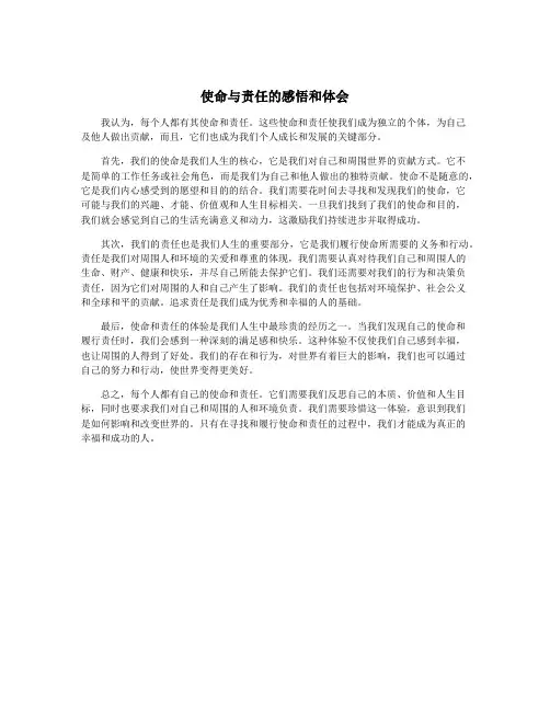 使命与责任的感悟和体会
