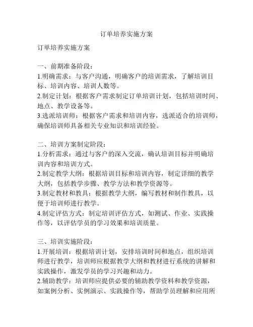 订单培养实施方案