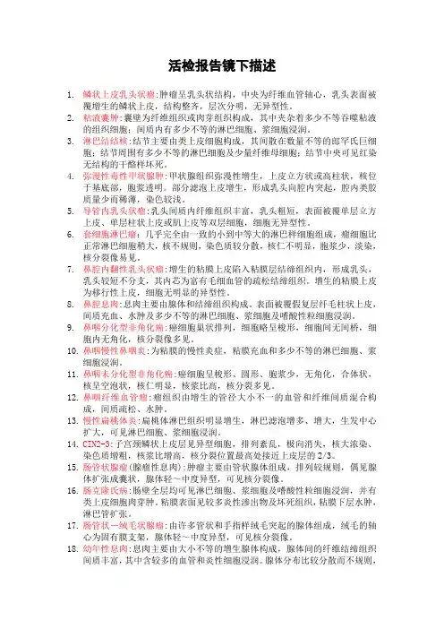 活检报告镜下描述模板