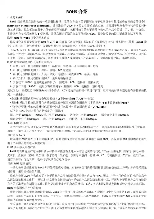 ROHS介绍及测试方法