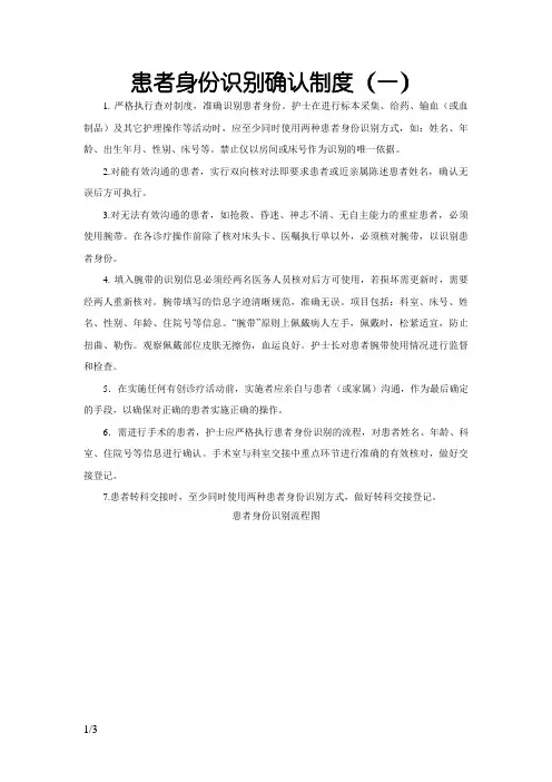 患者身份识别制度及流程-患者身份识别制度流程