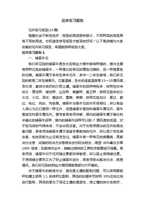 花卉实习报告