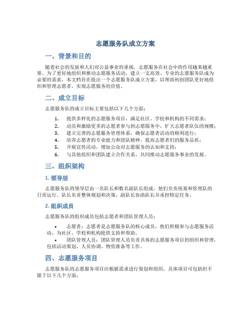 志愿服务队成立方案