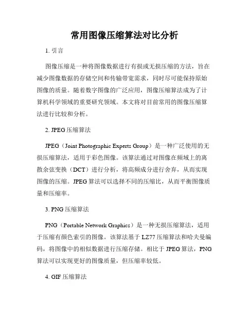 常用图像压缩算法对比分析