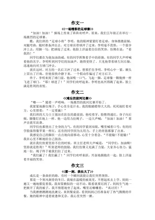五年级语言神态动作心理描写的作文400字