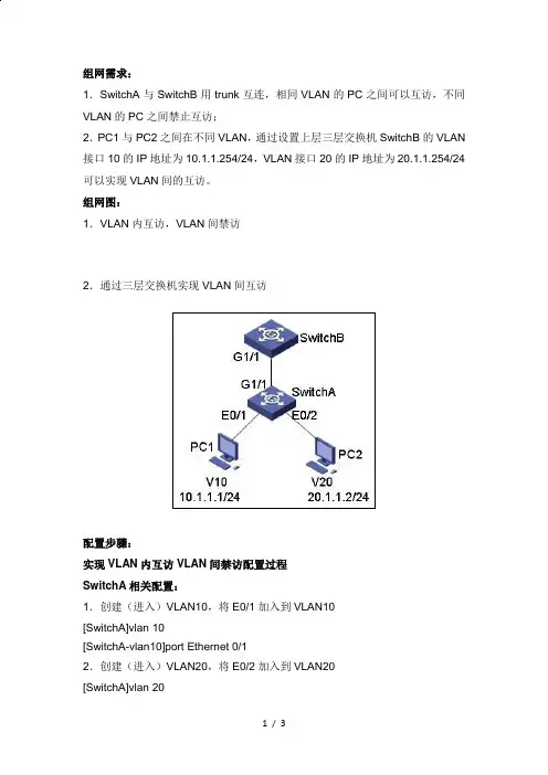 H3C交换机Trunk端口配置