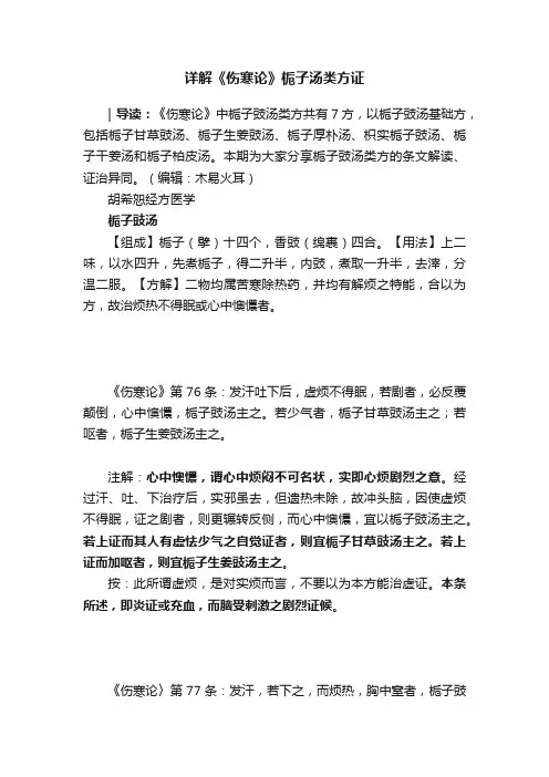 详解《伤寒论》栀子汤类方证
