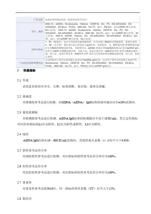 抗核抗体检测试剂盒(磁条码免疫荧光法)产品技术要求丽珠0