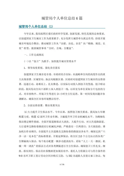 城管局个人单位总结6篇