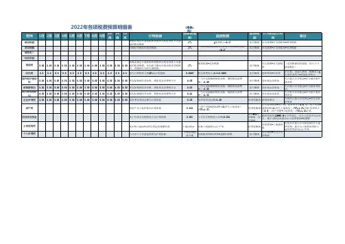 公司税费预算明细表格