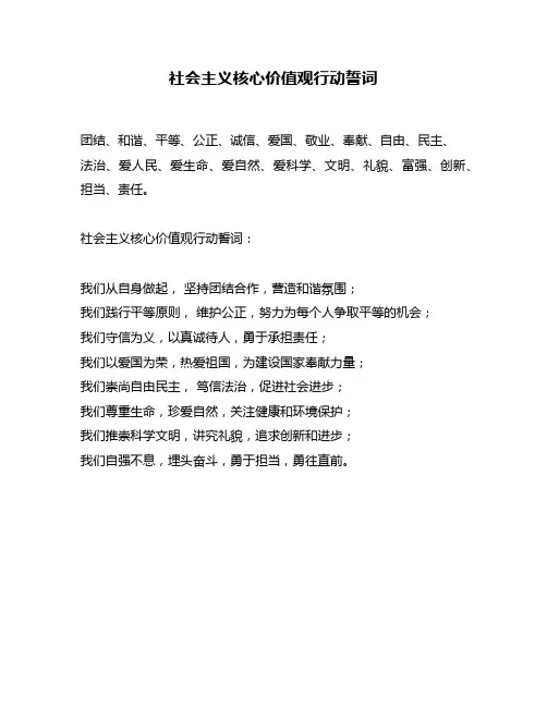 社会主义核心价值观行动誓词