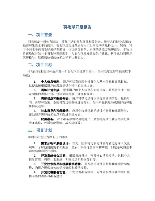 羽毛球开题报告