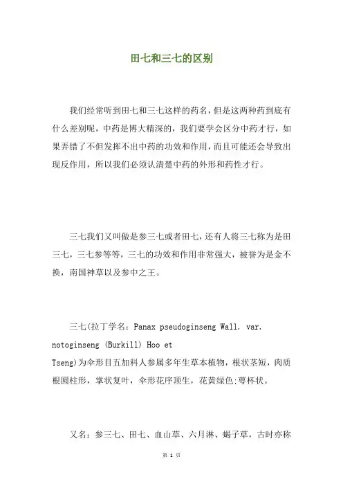田七和三七的区别