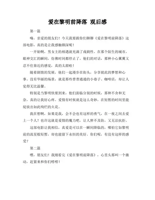 爱在黎明前降落 观后感