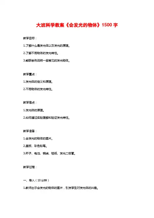 大班科学教案《会发光的物体》