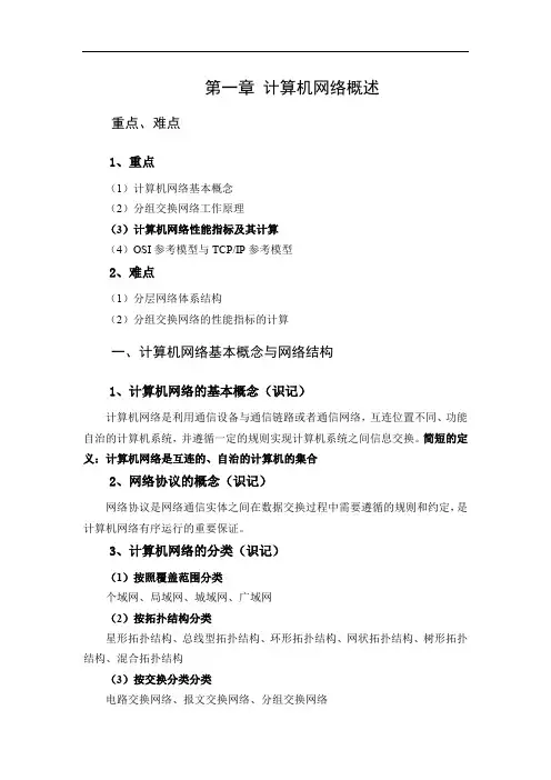 18版自考04741《计算机网络原理》知识点——第一章