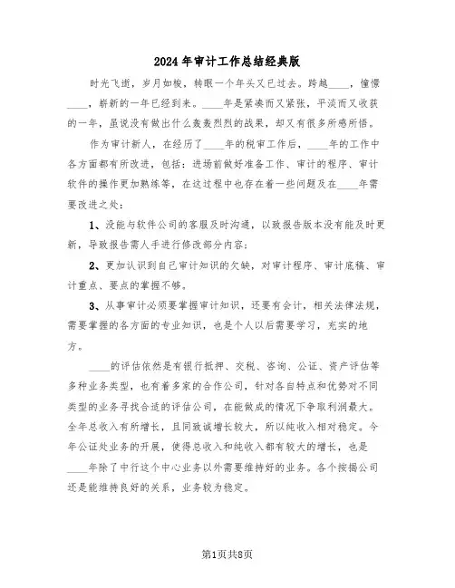 2024年审计工作总结经典版(四篇)