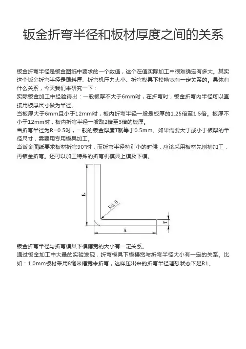钣金折弯半径和板材厚度之间的关系(附图文)