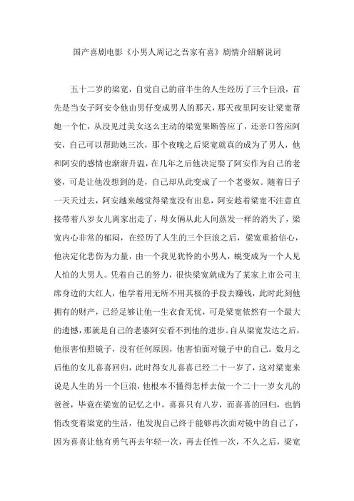 国产喜剧电影《小男人周记之吾家有喜》剧情介绍解说词