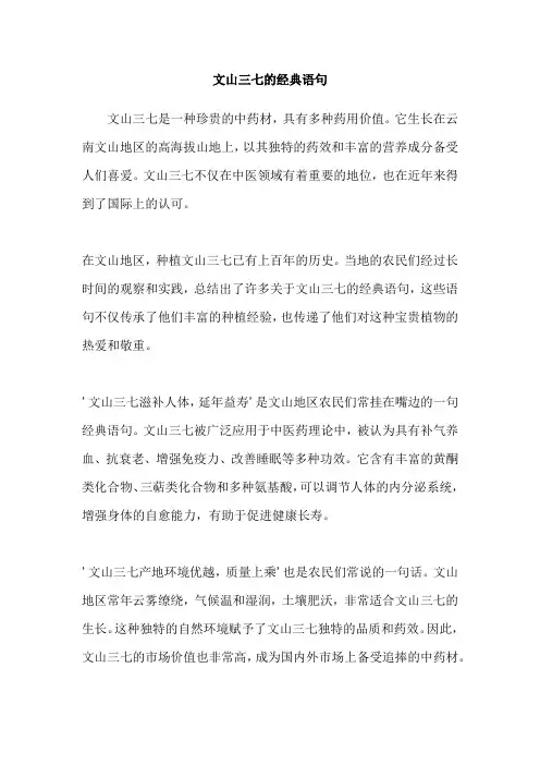 文山三七的经典语句