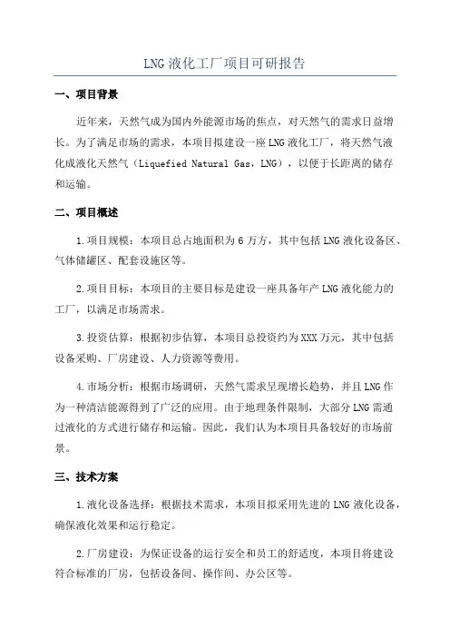 LNG液化工厂项目可研报告