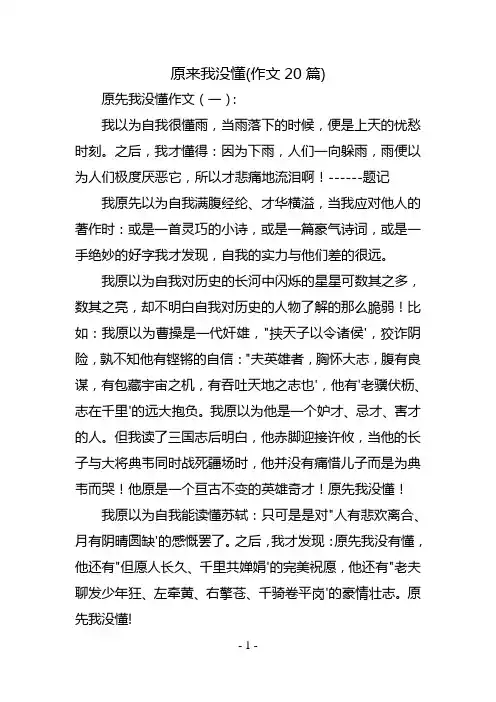 原来我没懂(作文20篇)