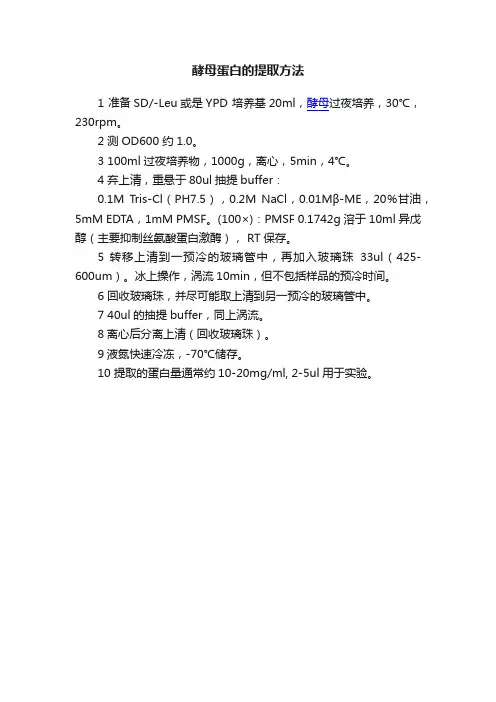 酵母蛋白的提取方法