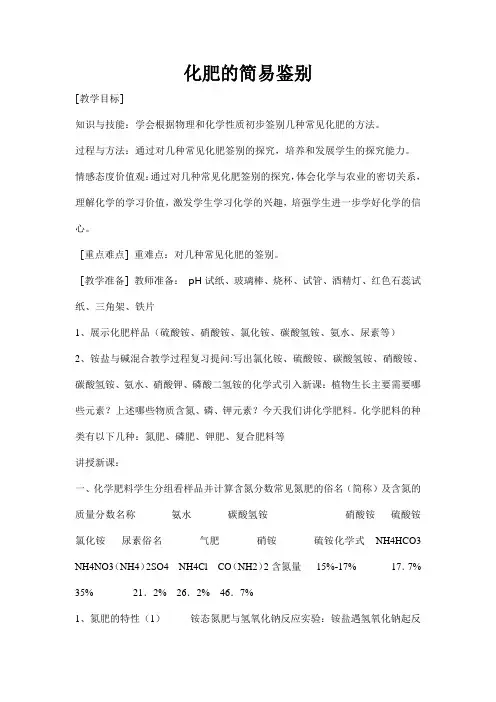 化肥的简易鉴别