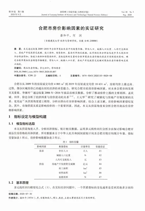 合肥市房价影响因素的实证研究