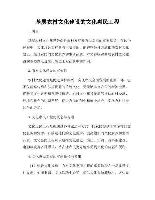 基层农村文化建设的文化惠民工程