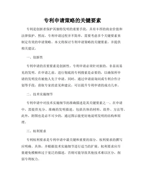 专利申请策略的关键要素