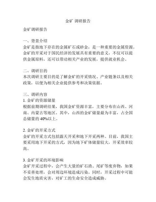 金矿 调研报告