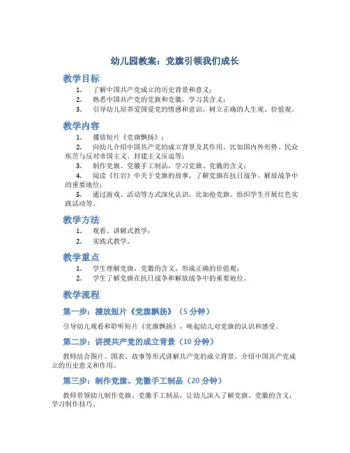 幼儿园教案 党旗