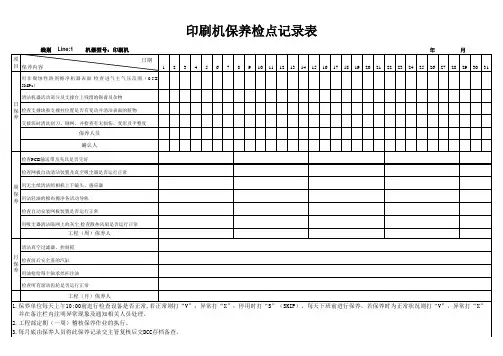 工厂印刷机保养检点记录表样板