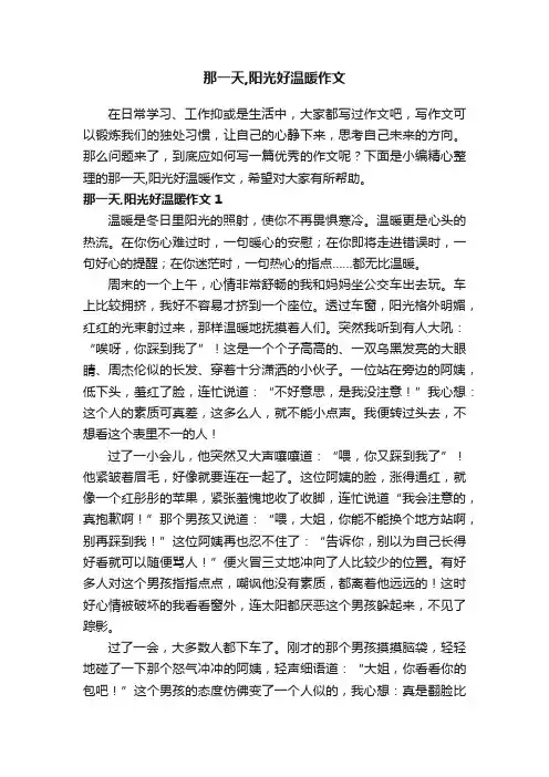 那一天,阳光好温暖作文（13篇）