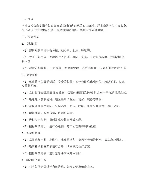 产后突发心衰应急预案