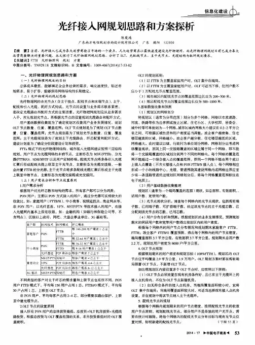 光纤接入网规划思路和方案探析