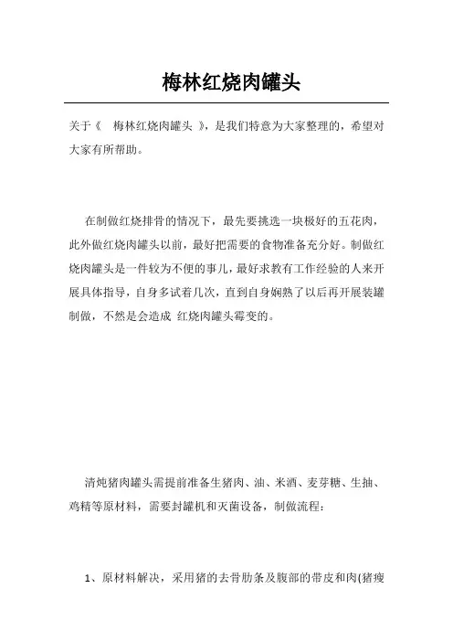 梅林红烧肉罐头