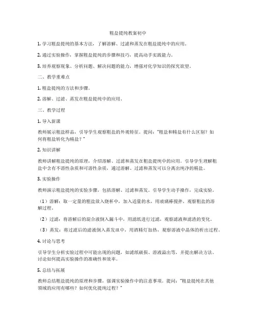 粗盐提纯教案初中