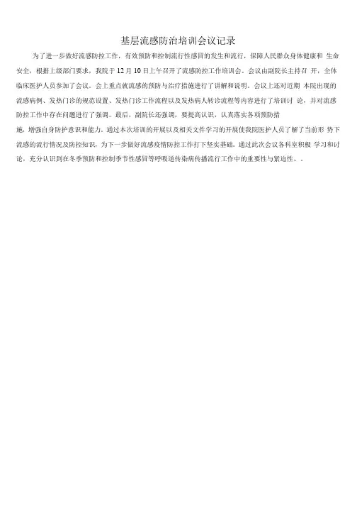 基层流感防治培训会议记录
