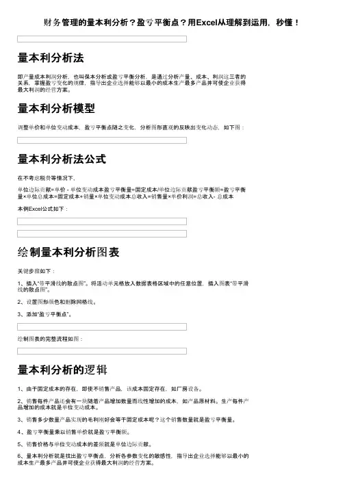 财务管理的量本利分析？盈亏平衡点？用Excel从理解到运用，秒懂！