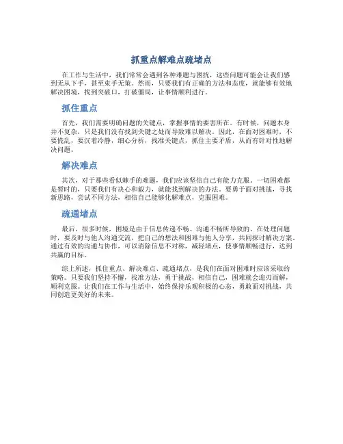 抓重点解难点疏堵点